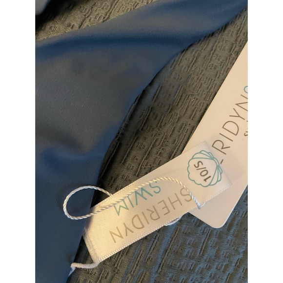 NWT SHERIDYN SWIM Blue/Gray Triangle Bikini (Sz S) - Picture 2 of 3